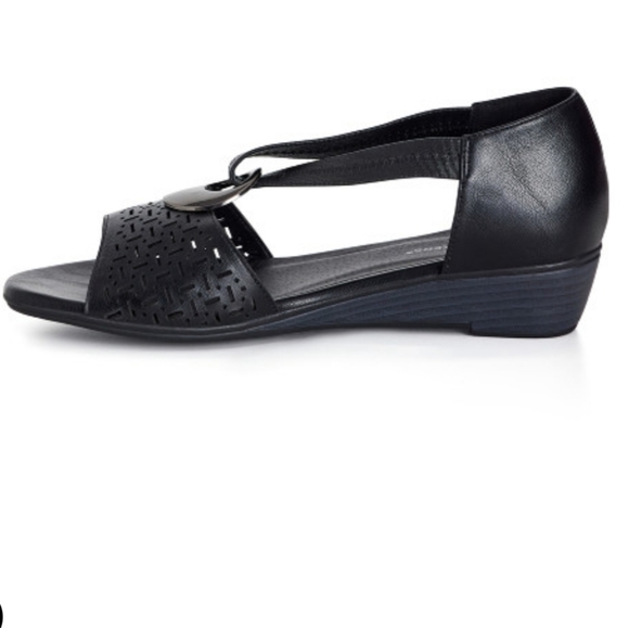 NEW CLOUDWALKERS Debbie Wedge Black 9.5 W Wide Fit COMFORT Slip-on Shoes - Picture 5 of 7